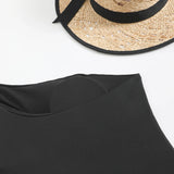 Vintage Black Swimwear Women 2026 Sexy One Shoulder Front Cross Hollow Out Slim One Piece Swimsuit Beach Bathing Suit Monokini
