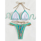 5 Colors Sexy Printed Halter Frilled Bikini Women Swimwear Female Swimsuit Two-Pieces Bikini Set Bather Bathing Suit Swim V4651