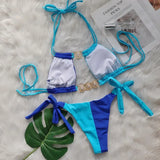 Splicing Halter Jewelled Diamond Bikini 2025 Women Swimsuit Female Swimwear Two Pieces Bikini Set Hollow Out Bathing Suit Swim