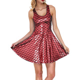 Cocktail Dress Womens Glitter Costume Party Dresses Swing A Line Metallic Shiny Festival Outfit Cosplay Fish Scale Vestidos