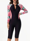 2026 Zipper Slim Swimsuit Women Long Sleeve & Knee One Piece Swimwear Female Bather Bathing Swimming Swim Surf Suit Beachwear