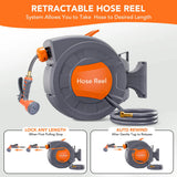 HiMISS Wall Mounted Retractable Garden Hose Reel Auto Rewind