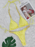 Halter Metal Chains String Micro Thong Bikini Women Swimsuit Female Swimwear Two-pieces Bikini Set Brazilian Bathing Suit Swim