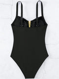 Sexy V Neck One Piece Swimsuit 2025 Mujer Women Black Hollow Out Pleate Tummy Control Swimwear Beach Bathing Suit Slim Monokini