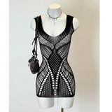 Women Sexy Fishnet  Cover Up, Sheer Bodycon Sleepwear See Through Beachwear Without Bikini