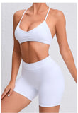 Women's 2-Piece Yoga Sets High Waist Seamless Shorts  Hip-Lifting & Backless Gym Leggings Quick Dry Workout Fitness Suits