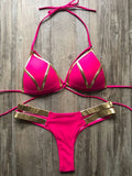 Sexy Halter Push Up Brazilian Bikini 2025 Women Bandage String Swimsuit Female Swimwear Two Pieces Bikini Set Bathing Suit Swim
