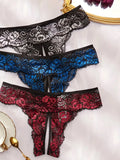 Lace Romantic Floral Thong Soft Women's Underwear G-string Comfortable Female Lingerie