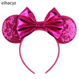 2025 Chic Disney Embroidery Sequin Minnie Ears Headband DOT Bow Hairband Girls Women Party Head Wear Kids DIY Hair Accessories