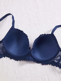 3Pcs Floral Lace Women's Underwear Set Daily Push-Up Bra Rhinestone Breathable Mesh Bra for Women
