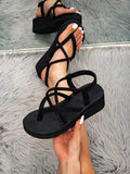 Women Leisure Wedges Sandals Summer Platform Shoes Light Weight Soft EVA Sole Girls Beach Street Flip Flops Plus Size 41 Sandal