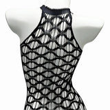 Sexy Mesh Halter Neck Hollow Out Open Crotch Dress With Exposed Chest And Sheer For Women Off-the-shoulder Mini Dress Charm RCIJ