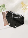 Women's High Waist Panties  Letter Elastic Waistband Soft Ribbed Fabric Comfortable Briefs for Daily Wear women bra K2809