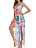 3 Pieces Strappy Bikinis 2026 Women Printed Swimsuit & Beach Dress Sexy High Waist Swimwear Female Bathing Swimming Swim Suit