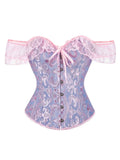 Corset's new retro lace fishbone body-shaping shirt with shoulder straps and bubble sleeves gathered to hold the sternum.