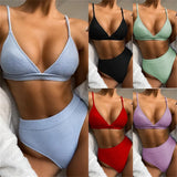 5 Colors Sexy Bikini Women Solid High Waist Swimwear Swimsuit Bikinis Set Ribbed Bathing Suit Female Maillot De Bain Femme 2026