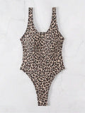 Sexy Leopard Print One-piece Backless Swimsuit for Women V-neck Monokini Bikni 2026 Summer Beach Vacation Slim Swimwear New