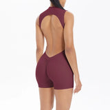 Women's Seamless Yoga Jumpsuit New Beautiful Back & Pleats Hip Lifting Short Jumpsuit Sports Running Fitness Jumpsuit Yoga Suit