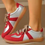 Casual Mixed Color Sneakers for Women Spring Autumn 2025 All-Match Lace Up Flats Woman Non-Slip Plus Size 35- 44 Shoes Female