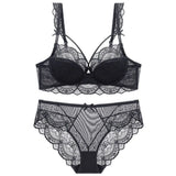 MOYISU Minimizer Bra French Lace for Large Bust, Anti Sagging Full Coverage Push Up Underwire Set, Sensuous Women Sexy Bra & Set