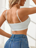 Women's Sleeveless Crop Tank Top Low Back Cami Bra with Pads Wireless Thin Strap Casual Sports Slim Fit Vest
