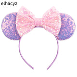 2025 Chic Disney Embroidery Sequin Minnie Ears Headband DOT Bow Hairband Girls Women Party Head Wear Kids DIY Hair Accessories