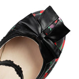Big Size 43 High Quality Women's y2k Block High Heels Sweet Strawberry Print Mary Jane Pumps Black Pink Platform Lolita Shoes