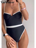 2026 New Sexy Splicing Underwired Women Swimwear One Piece Swimsuit Female High Leg Cut Padded Bather Bathing Suit Swim V5918