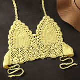 Sexy Crochet Crop Top Bikini Crop Top Women Crochet Boho Beach Camisoles Bikini Bralette Halter Cami Knitted Bra Backless