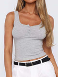 Phantasy Y2K Women's Tank Top Fashion Tees Basic Strapless U Neck Camisole Sexy Button Up Tanks 2026 New Summer Women Clothing