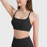 Women's Sexy Cross Backless Yoga Sports Bra Quick Drying Skin Friendly Nude Fitness Bra for Active Wear