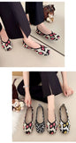 Leopard Color Square Toe Knitted Loafers Women Leisure Flat Shoes Soft Bottom Shallow Ballet Flats Casual Slip on Boat Shoes