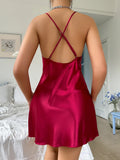Sexy Summer Women's Dress V Neck With Lace Trim Backless And Slit Elegant Short Dresses For Party And Home Use