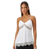 Women Camisoles Solid Color Lace Trim Sequins Spaghetti Strap Tank Tops Summer Fashion Sleeveless Vests Streetwear