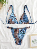 2025 Brazilian Thong Bikinis Strappy Swimsuit Women Sexy Printed Swimwear Female Bathers Swimming Bathing Swimming Swim Suit