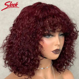 Pixie Bob Human Hair Wig with Bangs Honey Blonde Jerry Curly