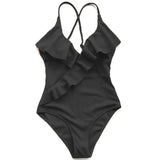 S - XXL Sexy Ribbed Ruffled One Piece Swimsuit Women Swimwear Female Monokini High Cut Bather Bathing Suit Swim Wear Bodysuit