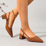 Thick Heels Breathable  High Heels Summer Sexy Pointed Toe Slingback Women's Sandals 2026