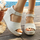 Summer Chunky Wedges Sandals for Women 10Cm Super High Heels Sandals Woman 2026 Casual Ankle Strap Platform Sandles Plus Size 43