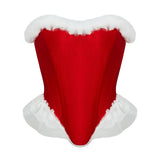 Women’s Sexy Christmas Lingerie, Santa Girl Bodysuit with Fringe Trim, Push-up Shapewear for Full Bust & Side Smoothing