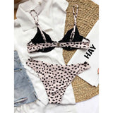 Sexy Leopard Bikini Swimsuit Female Swimwear Women Two-pieces Bikini set Underwired Bra Cup Bather Bathing Suit Swim Lady V2740
