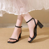 Open-toe Sandals Women 2026 Summer New Buckle Fashion Solid Color Female Shoes  Chunky High Heel