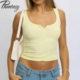 Phantasy Y2K Women's Tank Top Fashion Tees Basic Strapless U Neck Camisole Sexy Button Up Tanks 2026 New Summer Women Clothing