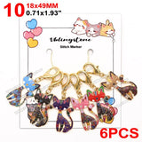 Cat Knitting Stitch Markers Metal Animal Enamel Charms Crochet Locking Knitting Markers Sew Accessories