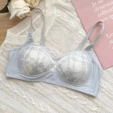 Summer Lace Half Cup Bra Small Bust Beachwear Gathering Light Support Pure Bralette Ultra Thin Wirefree Set AU MOYISU S-XL-32-38