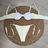 Micro Push Up Bikini 2024 Women Swimsuit Sexy Swimwear Thong Bikinis Set Brazilian Beachwear Pearl Bathing Suit Biquini Female