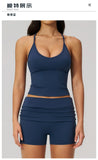 Summer 2Pcs Yoga Sets Women Camisole Slimming Sports Tank Top Pleate High Waist Shorts Fitness Suit Gym Running Excersize Wear