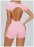 Yoga Set Women's Tracksuit Yoga Overalls One-Piece Sportswear Women's Short Sleeves Gym Workout Clothes Fitness Stretch Bodysuit
