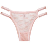 Love Letter Print Women Briefs Mesh Transparent Ring Buckle Adjustable Hollow-out Underwear Low-waist Panties String Lingerie