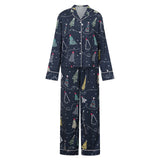 Women Christmas Pajamas Set Bow/Santa/Tree Print Long Sleeve Shirts Tops and Pants Sleepwear 2 Pieces Loungewear Suits